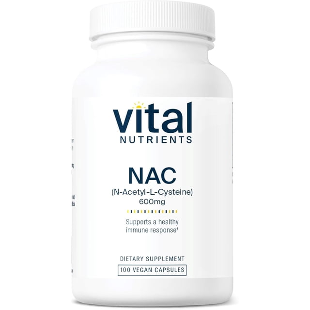 Vital Nutrients NAC (N-Acetyl-L-Cysteine) | 600 Mg | 100 Vegan Capsules | 100 Servings