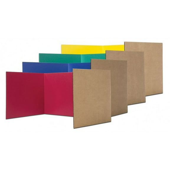 Flipside Products Corrugated Study Carrels, 12 Inch x 48 Inch, Assorted Colors, 24 Count