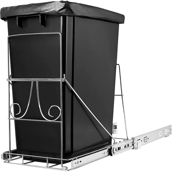 ITHWIU Pull Out Trash Can Under Cabinet for 7-11 Gallon, Adjustable Slide-Out Garbage Bin Kitchen, Roll Out Under Sink Garbage Can (Not Included)