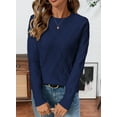 thumbnail image 3 of Eytino Womens Fall Sweaters Trendy Crewneck Long Sleeve Sweater Cable Knit Sweater Winter Pullover Sweater Tops 2025 Blue XL, 3 of 11