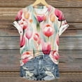 thumbnail image 4 of jtjvou Women's Floral Tees Trendy Fashion Oversize Summer Going out Tops for Teen Round Neck Shirts Short Sleeve Blouse Multicolor,XXXL, 4 of 5