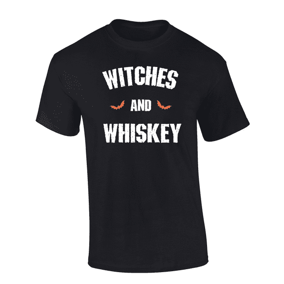 Trenz Shirt Company Men's Funny Halloween Witches And Whiskey Short Sleeve T-Shirt-Black-Medium
