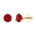 thumbnail image 2 of 1.5 Ct Round Cut Studs Red Ruby 14K Yellow Solid Solid Gold Everyday Dainty Earrings Screw Back, 2 of 7