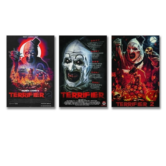 3 Panel The Horrors of Halloween Help Fund TERRIFIERS Shocking Epic Scene Artworks Canvas Poster Room Aesthetic Wall Art Prints Home Modern Decor Gifts 08x12inch(20x30cm)