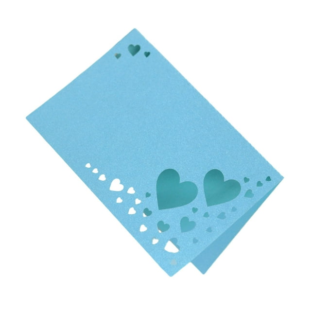 kurtrusly 50pack/lot Personalize Table Decorations With Heart Hollow Name Place Cards Durable Elegant blue 1Set