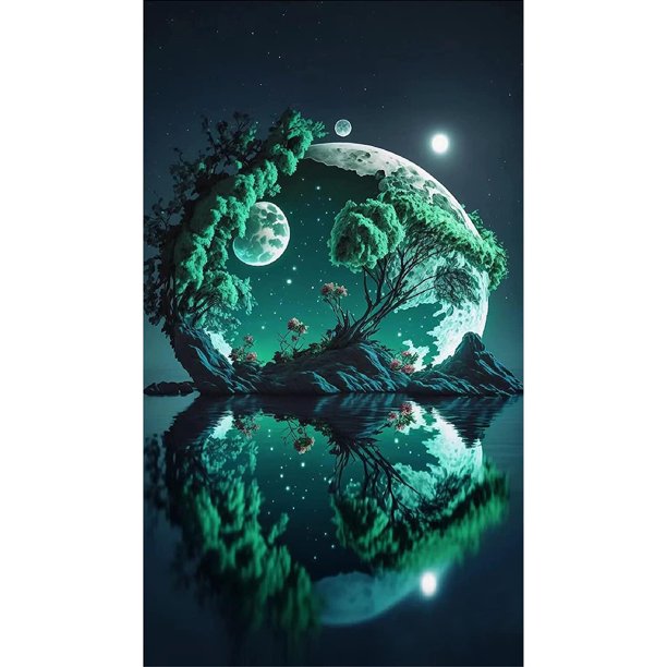Cuadros Decorativos Kit de isla de pintura de diamante de taladro redondo completo DIY 5D decoración del hogar (LP223) Wdftyju de costura negro 4 estilos