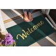 thumbnail image 3 of KKFEN-Welcome Mat Outdoor Indoor, 32x20 100% Waterproof Front Door Mat Outside Entrance, All-Weather Quick Dry Doormat, Low Profile Patio Proch Entryway Mat, Non Slip, Easy Clean, Green-Gold, 3 of 4