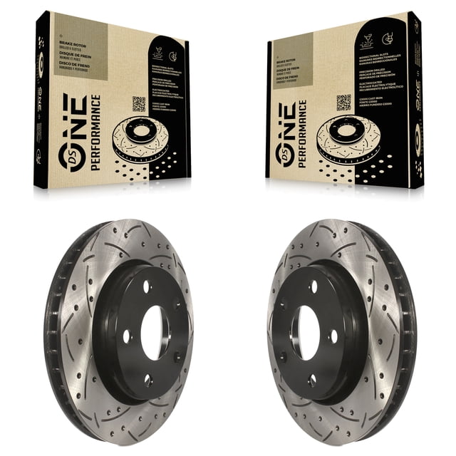 DS-One Front Coated Drilled Slotted Disc Brake Rotors Pair for Car Jeep Wrangler JK KD-100030