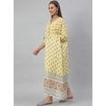 thumbnail image 4 of Janasya Indian Women's Yellow Cotton Floral Print Kurta with Pant and Dupatta, 4 of 9