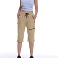 thumbnail image 5 of cfhntfmh Capri Pants for Women Elastic Waist Drawstring Summer Pants Casual Hiking Cargo Pants with Zip Pockets, 5 of 7