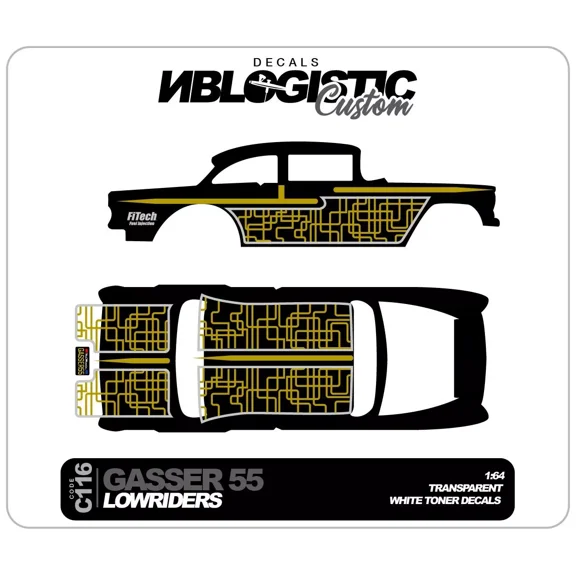 '55 CHEVY GASSER Custom Universal WaterSlide Decal for hot wheels 1/64 Scale 111