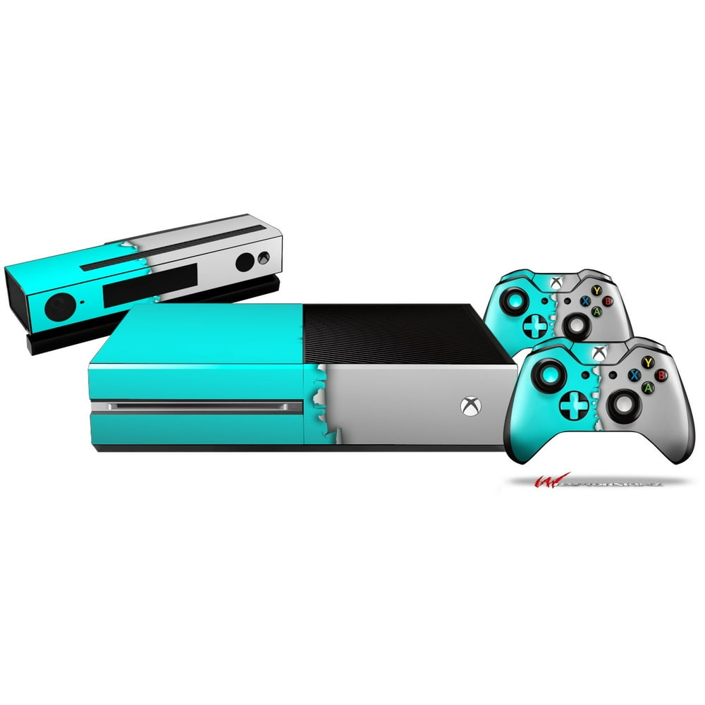 Ripped Colors Neon Teal Gray Skin Bundle Decal Style Skin fits XBOX