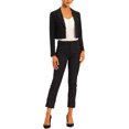 thumbnail image 2 of INSPIRE CHIC Women's Long Sleeve Open Front Notched Lapel Business Cropped Blazer Jackets S Black, 2 of 6
