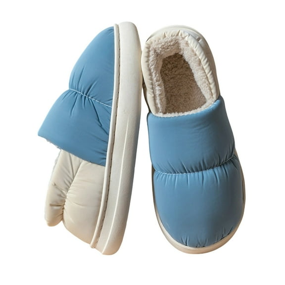 HNMKIU Lined Slippers for Men and Women Indoor Outdoor Soft Sole Shoes with Design for Winter Warmth and Comfort Blue,8.5