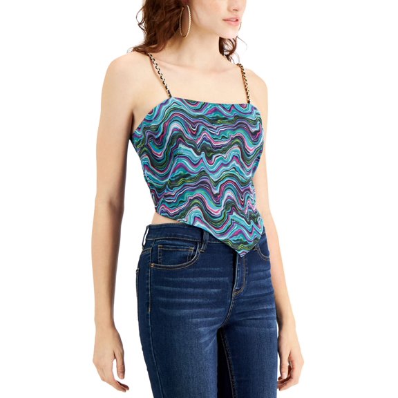 Just Polly Juniors’ Tie Back Scarf Top, Blue/XL