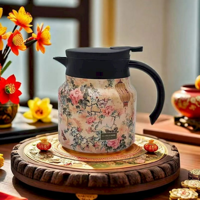 SUOKL Thermal Coffee Carafe Vintage Floral Pattern Tea In 800