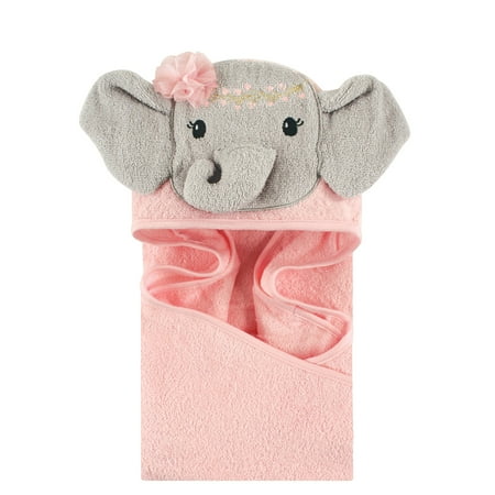 Little Treasure Animal Face Woven Terry Hooded Towel - Blossom Elephant