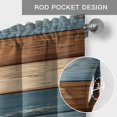 thumbnail image 5 of Valance for Windows,Farmhouse Blue Brown Beige Wood Valances Curtain Rod Pocket Valance for Kitchen Bedroom Living Room Bathroom,Retro Shabby Wooden Texture Short Curtains Window Treatment 42x12in, 5 of 9