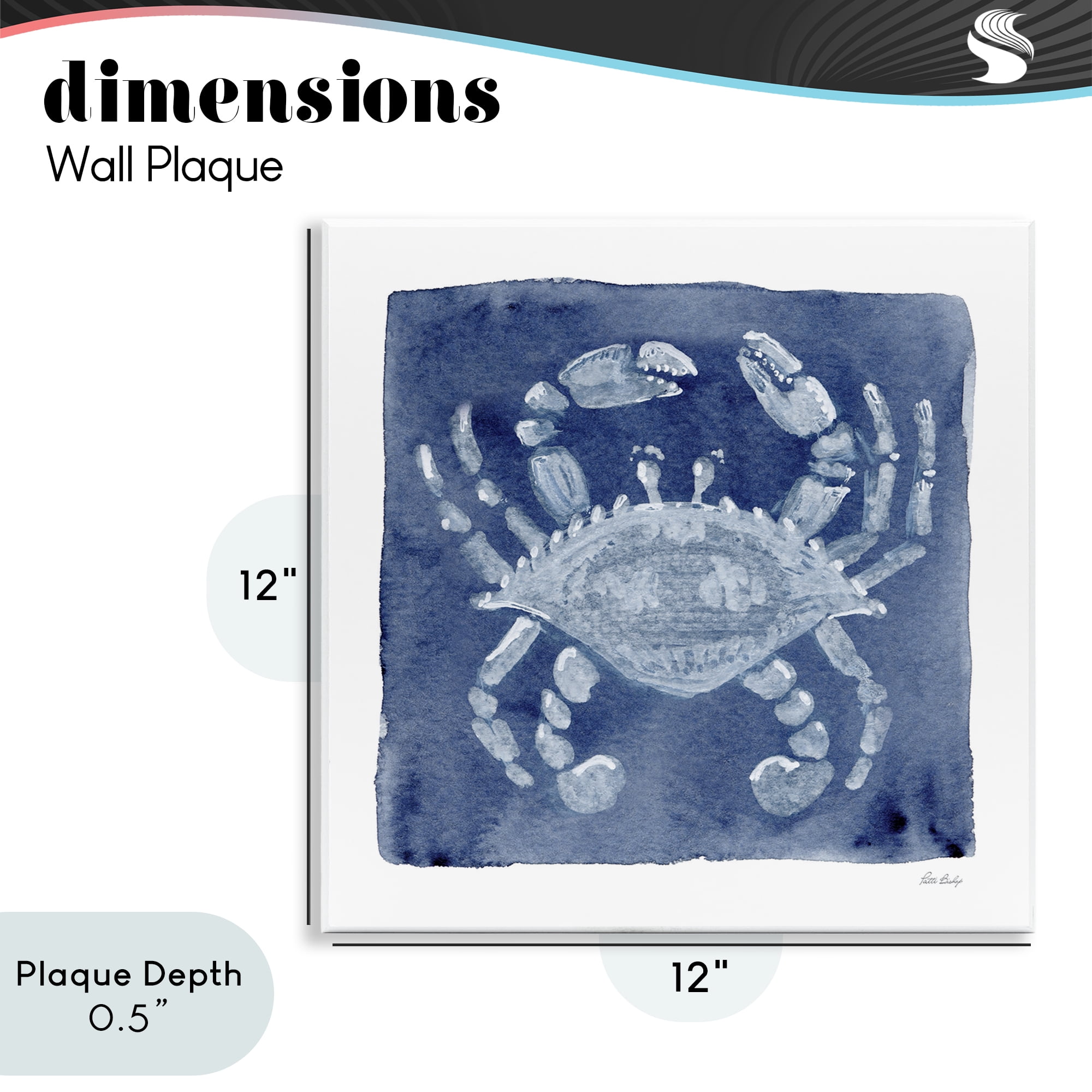 Stupell Industries White Crab on Indigo Wall Plaque Art, design by Patti Bishop