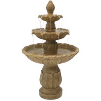 Sunnydaze Classic Tulip Traditional Garden Stone Finish Polystone 3-Tier Outdoor Water Fountain