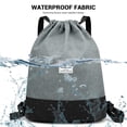 thumbnail image 3 of stanreset Drawstring Backpack Daypack Waterproof Gymsack Sports Gym Bag Pouch Backpack with Inner Zipper Pocket for Women Men light grey, 3 of 6
