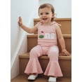 thumbnail image 5 of BemeyourBBs Infant Baby Girls First Birthday Golf Outfit One Years Old Romper Spring Summer Clothes Tie-up Spaghetti Straps Embroidery Letters Jumpsuit, 5 of 9
