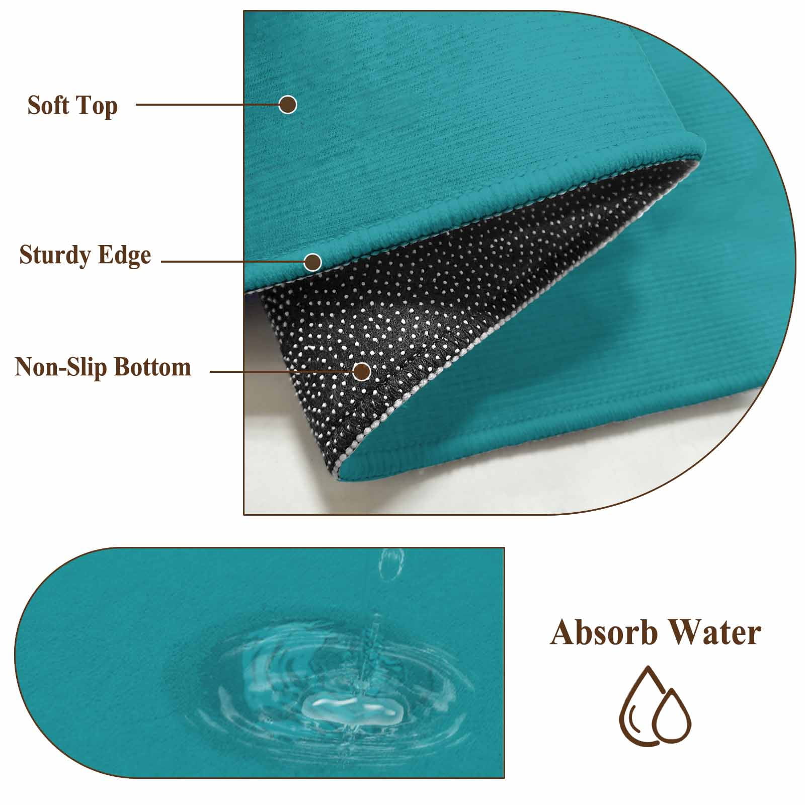 Teal 7ft Round Rug, Farmhouse Solid Turquoise Color Modern Art Non-Skid Rubber Backing Large Area Rugs - Living Room Bedroom Home Office, Indoor Floor Mat Carpets Washable Rug
