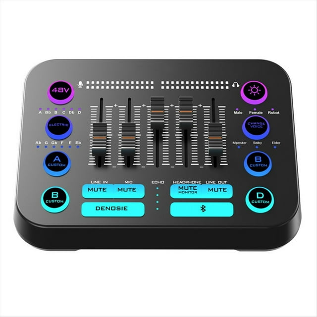 Mezclador Audio Bluetooth X1PRO de 48 V con Cambiador de Voz de Micrófono M8 para Grabación de Tarjetas Audio y Juegos
