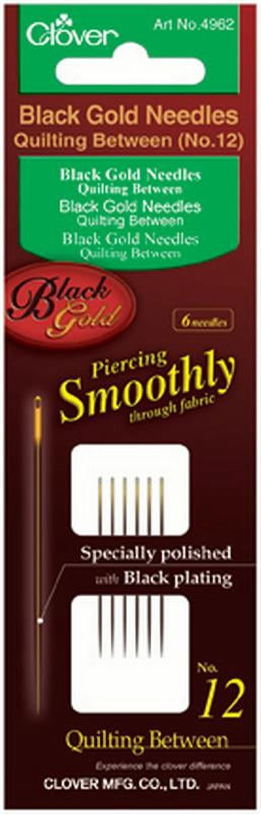 Clover Black Gold Quilting Needles - Assorted Sizes 9, 10, 12 (6 Needles Total)
