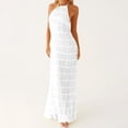 thumbnail image 3 of Yokua Women Backless Maxi Beach Dress Strap Smocked Flowy Vacation Lace-up Long Dress, 3 of 15
