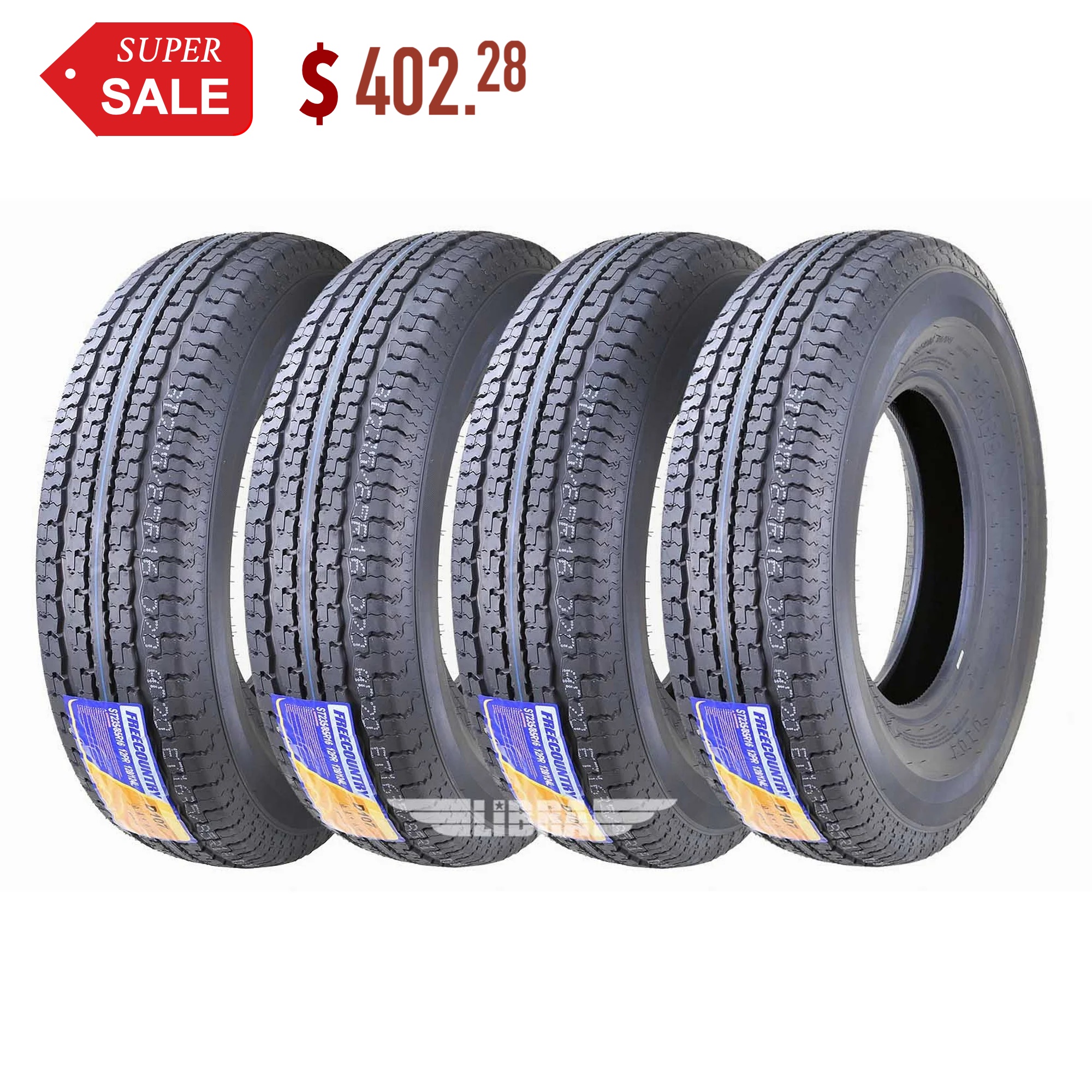 Set 4 Premium FREE COUNTRY Trailer Tires ST 235/85R16 12PR Load Range F Steel Belted Radial w/Scuff Guard