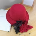 thumbnail image 4 of QASIEATN Women's Everyday Wear Accessories Elegant Flower Decoration Bucket Hat for Pretty Women Fashion Fall Church Cloche Hat Solid Vintage Bowler Hat, 4 of 7