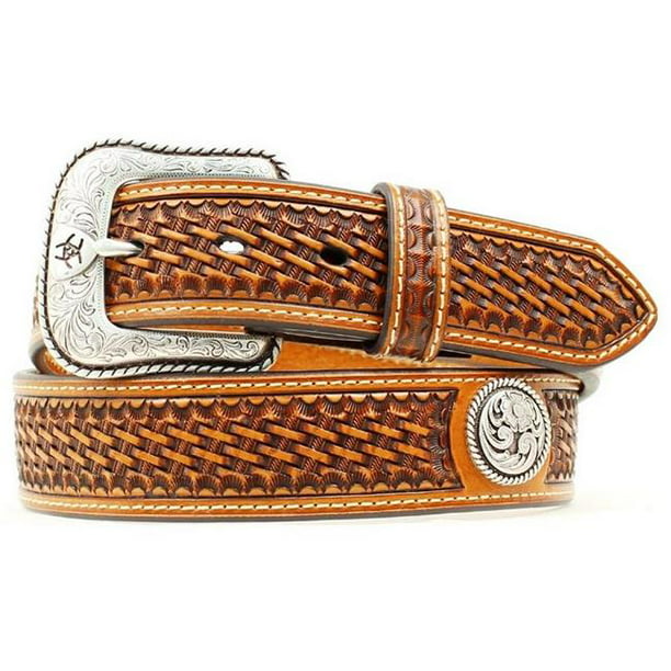 Ariat - Ariat A1015408-38 Mens Basket Weave Stamped Leather Belt, Size ...