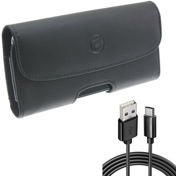 Case Belt Clip w 6ft USB-C Cable for Samsung Galaxy S21,S20 - Leather Holster Cover, Type-C Charger Cord Power