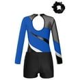 thumbnail image 2 of Sholeno Girls Kids Sequin Metallic Gymnastics Leotard with Shorts Dance Unitard Biketards Ballroom Dancewear Royal Blue&Black 16, 2 of 7