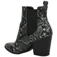 thumbnail image 3 of Soda Women Ankle Boots Elastic Slip On Booties Block Heel Pointy Toe MATTHEW-S Gray Python 7.5, 3 of 3