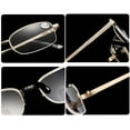 thumbnail image 6 of 5 Pairs of Men Bifocal Gold Metal Reading Glasses 3.00 Rectangular Half Rimless Readers 4.00, 6 of 7