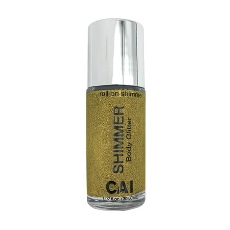 CAI Beauty NYC Gold Glitter | Roll On Shimmer for Body, Face and Hair | Easy to Apply, Easy to Remove | Holographic Cosmetic Grade Glamour