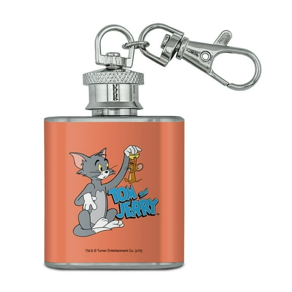 Tom and Jerry Best Friends Stainless Steel 1oz Mini Flask Key Chain
