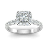 IGI Certified 1.50 Carat TW Diamond Halo Bridal Set Engagement Ring in ...