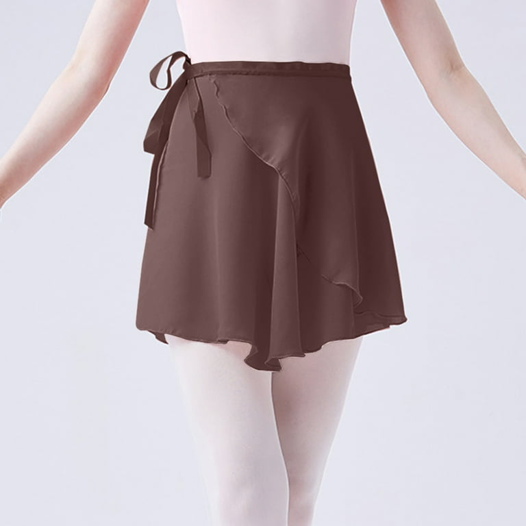qolati Women s Ballets Wrap Skirts Mesh Lace Up Bandage Skirts Sheer Chiffon Dance Over Scarf for Leotards