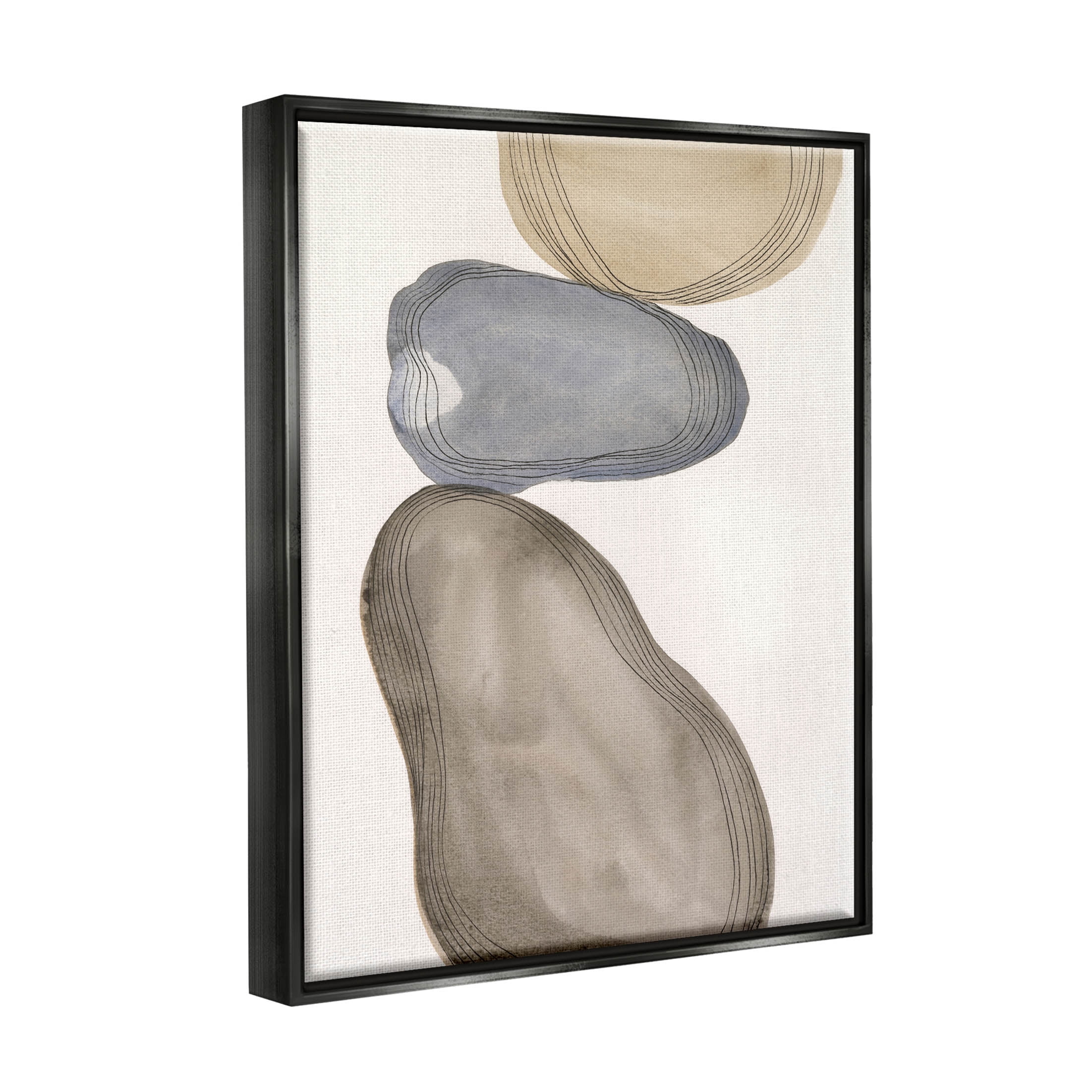 Stupell Industries Modern Geometric Shapes Composition Graphic Art Jet Black Floating Framed Canvas Print Wall Art, Design by Laura Marr