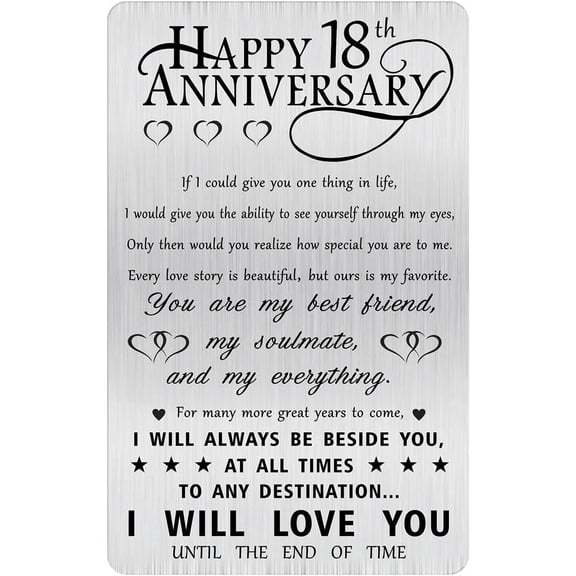 18 Year Wedding Anniversary Card - Happy 18th Wedding Anniversary Cards Gifts for Husband Wife - 18 Years Anniversary Card for Him Her
