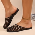 thumbnail image 7 of Jinhomg Clear Jelly Flats for Women Closed Toe Mesh Hollow Jellies Mule Sandals Slip On Jelly Slides Casual Comfortable Summer Beach Slipper Sandals Black,36, 7 of 7