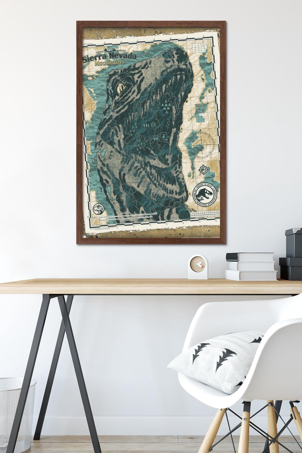 Jurassic World: Dominion - Sierra Nevada Mountains Map Wall Poster, 22.375" x 34" Framed