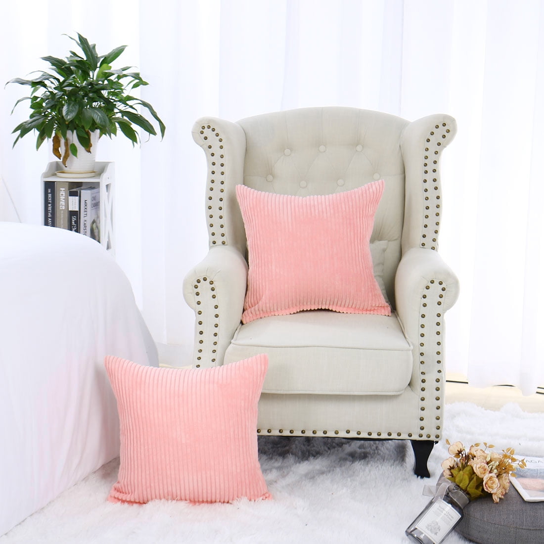 Unique Bargains Decorative Throw Pillow Case Cushion Cover 18" x 18" Pink