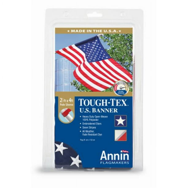 Annin Flagmakers 241619 2,5 x 4 Pi Dur Tex USA Bannière
