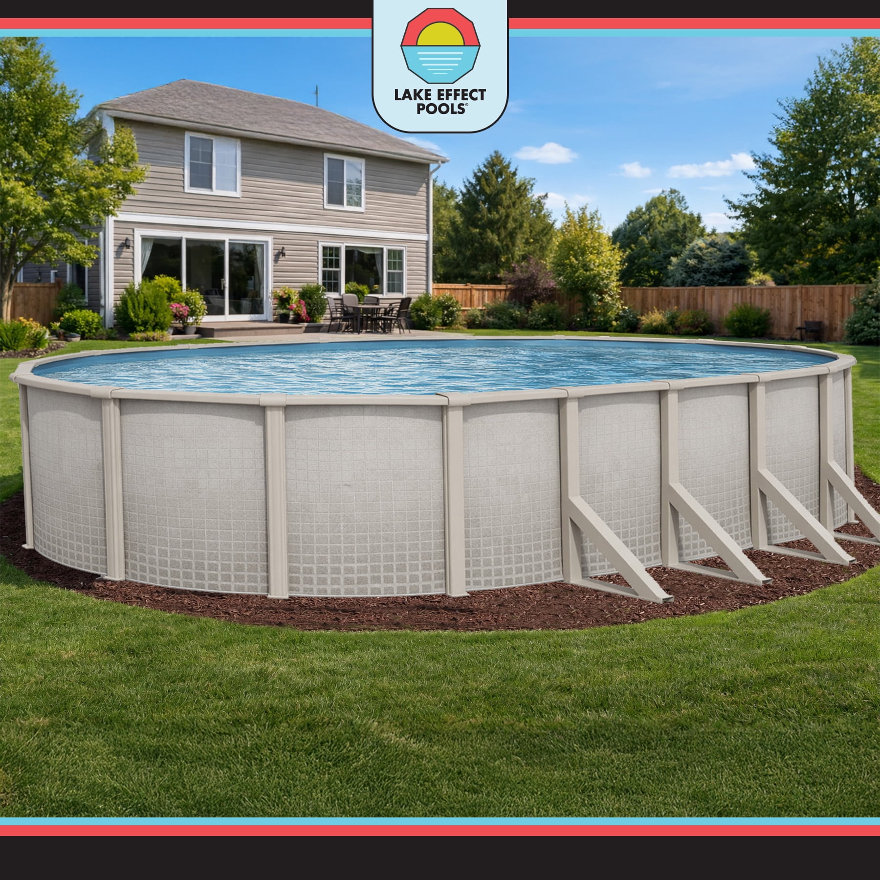 Lake Effect Pools Impressions 15' x 30' Oval 48" Resin Protected Steel Above Ground Swimming Pool