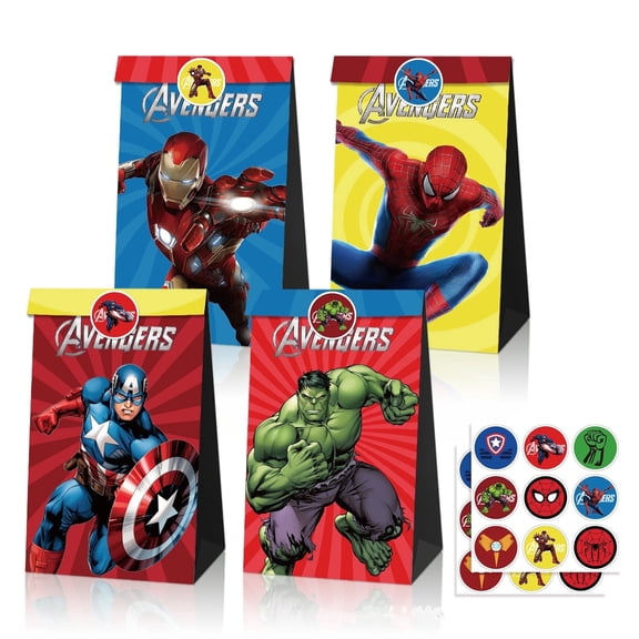 24 PCS Party Favor Candy Bags for Anime Party Favor Boxes - 12 Pcs Party Favor Candy Boxes for Anime Th Themed Birthday Supplies Decor,Kids Birthday Game Party Kraft Paper Goodie Gift Bag Decorations