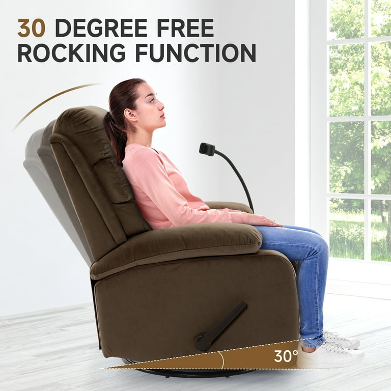 Swivel Rocker Recliner Adults Rocking Small Recliner Chair for Small Spaces Small Rocker Recliner Chair for Living Room RV Nursery Bedroom Dark Brown Walmart
